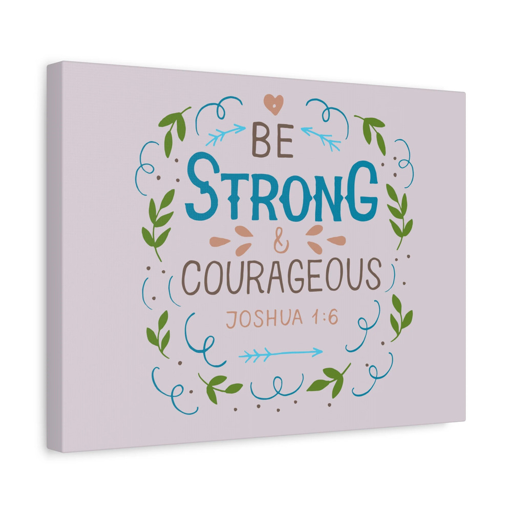 Scripture Canvas Be Strong Pink Joshua 1:6 Christian Wall Art Bible Verse Print